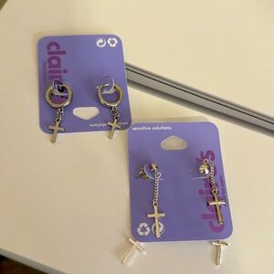 Claire’s two pair cross earrings